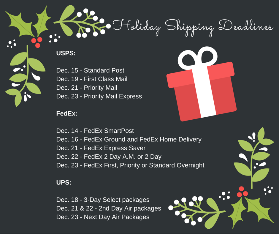 Christmas shipping deadlines fast approaching The big shipping and